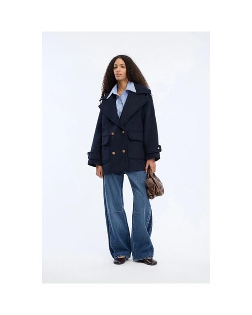 Munthe Blue Double-Breasted Coats