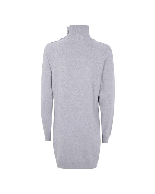 Balmain Kleedjes ,Grijs ,Eco Cashmere Korte Jurk in het Blue