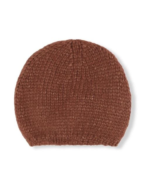 Cortana Accessoires ,Bruin ,Wol Baby Alpaca En Zijde Gebreide Beanie in het Brown