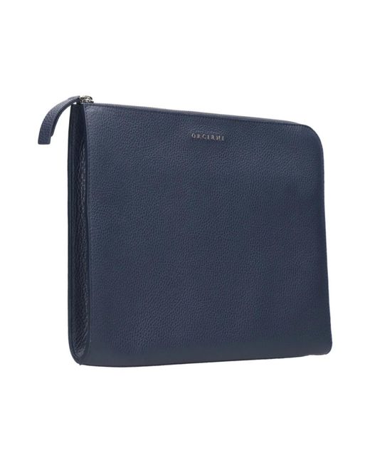 Orciani Accessoires ,Blauw ,Leer Blauwe Leren Portemonnee Met Rits in het Blue voor heren