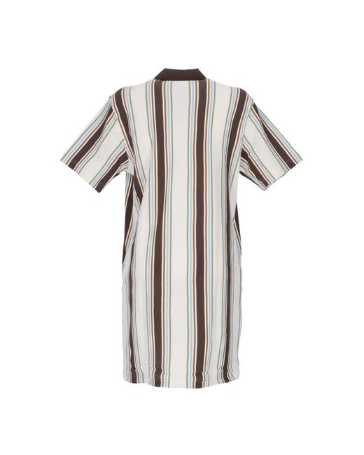 Huf Multicolor Gestreiftes Polo Strickkleid Off