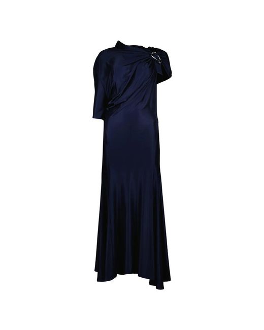 Rabanne Kleedjes ,Blauw ,Asymmetrische Jurk Met Zilveren Gesp in het Blue