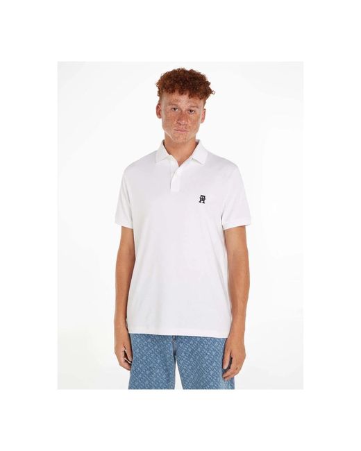 Tommy Hilfiger Weißes polo-shirt mit besticktem logo in White für Herren