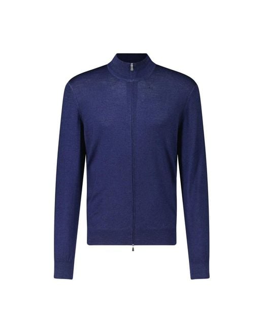 Cardigan in lana morbida con zip di Gran Sasso in Blue da Uomo