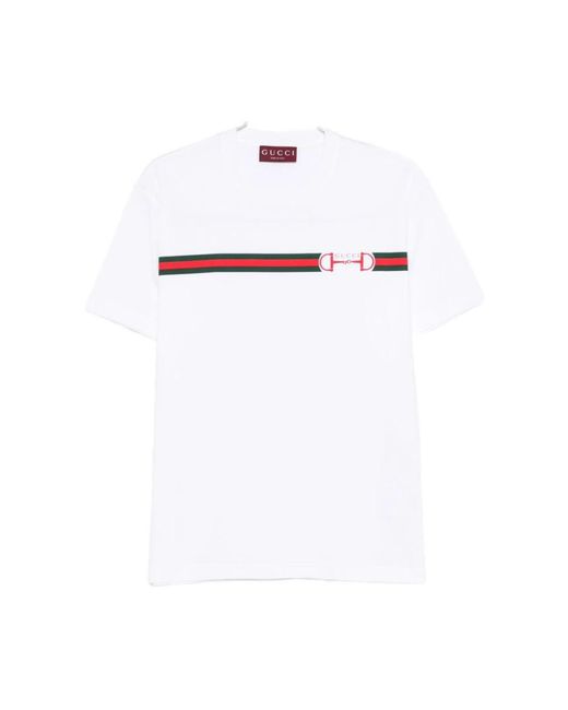 Gucci Tops ,Wit ,Katoen Logo Katoenen T-Shirt in het White