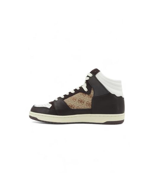 Guess Schoenen ,Bruin ,Katoen Sava Mid High-Top Sneaker in het Black voor heren