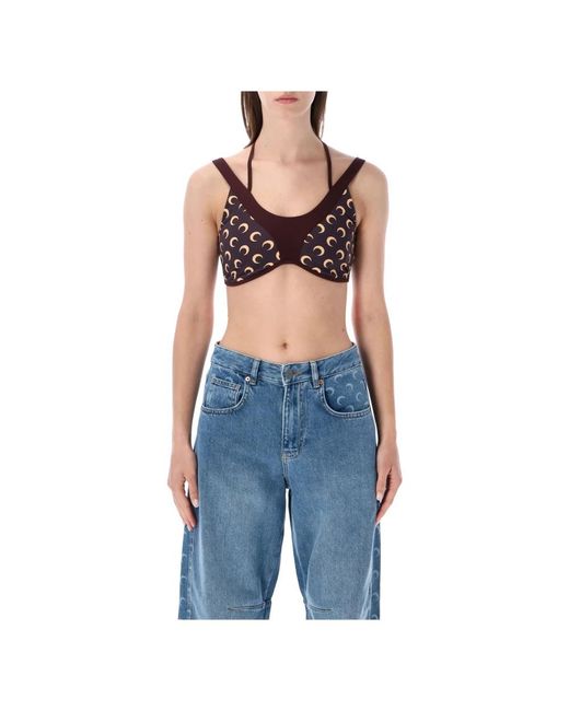 MARINE SERRE Blue Sleeveless Tops