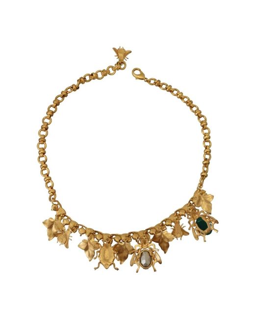 Dolce & Gabbana Metallic Blumen kristall statement halskette
