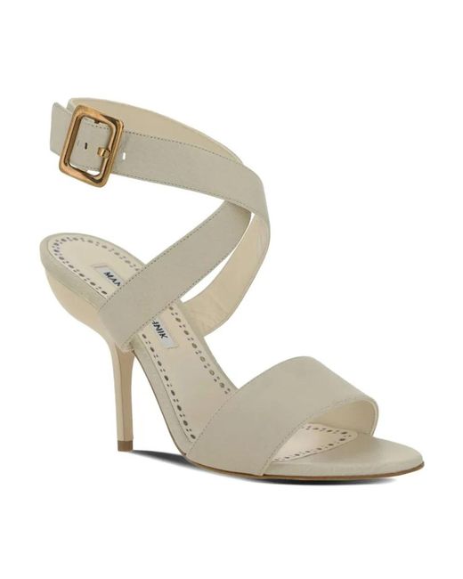 Manolo Blahnik Metallic Helua 105 Ledersandalen