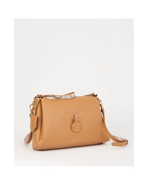 Gattinoni Natural Braune Schultertasche Mit Frontlogo