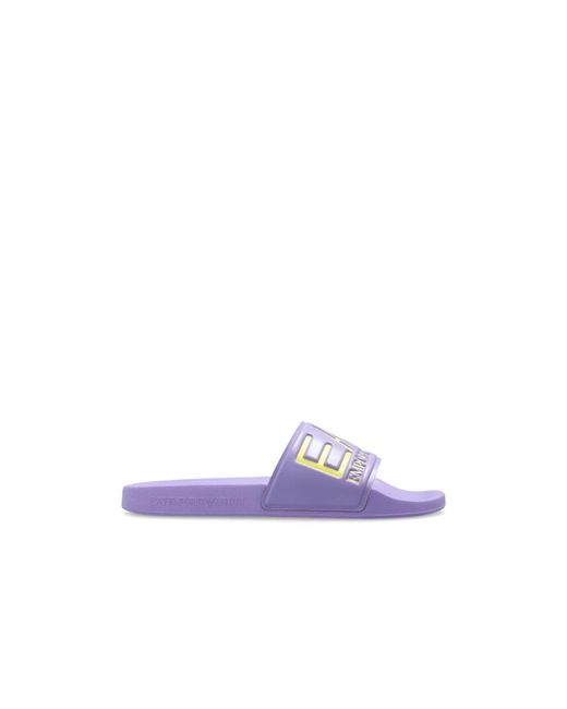 EA7 Purple Rubber Slides With Logo