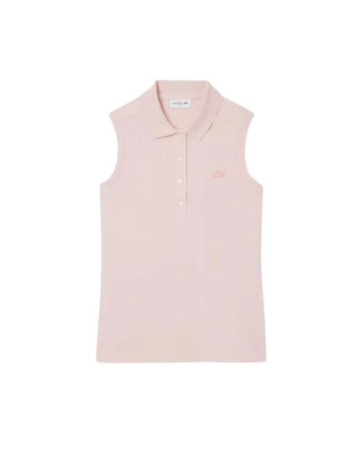 Lacoste L.12.D Mouwloze Stretch Polo Slim Fit in het Pink