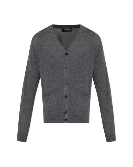 DSquared² Wollstrickjacke Mit Taschen in Gray für Herren
