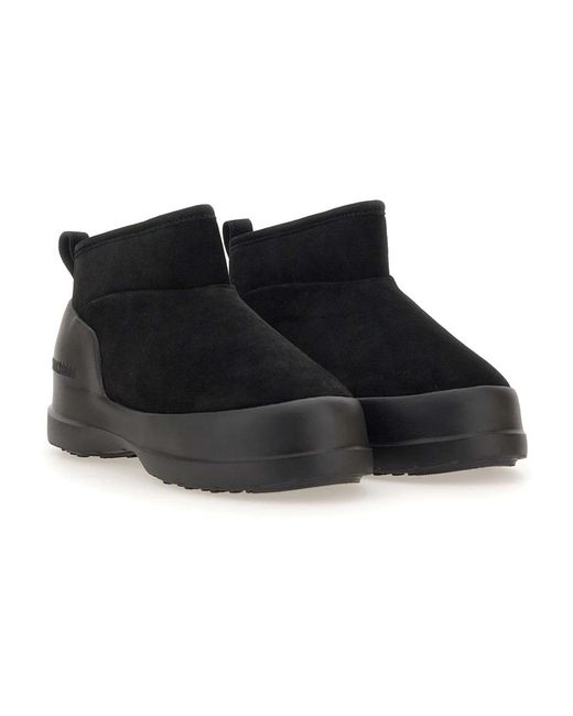 Moon Boot Schwarze wildleder winterstiefel mit fell in Black für Herren