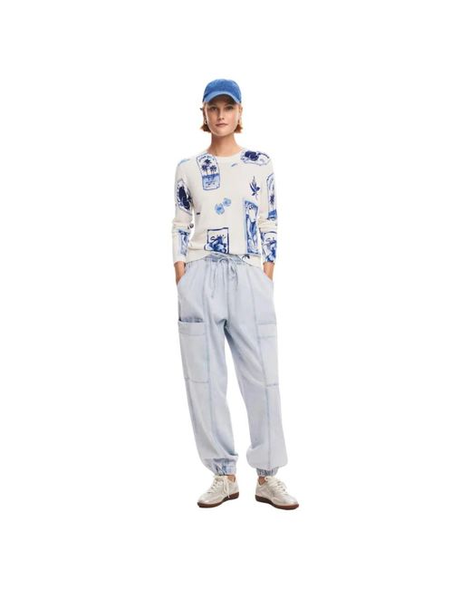 Desigual Blue Round-Neck Knitwear