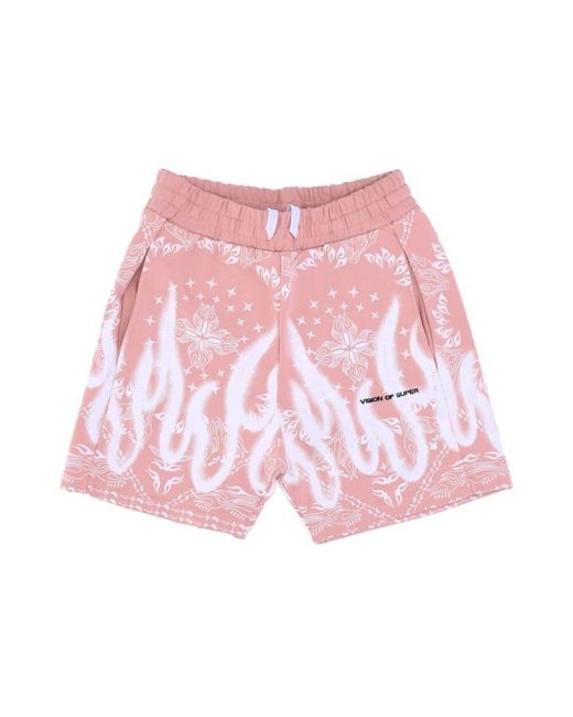 Vision Of Super Bandana Print Shorts in Pink für Herren