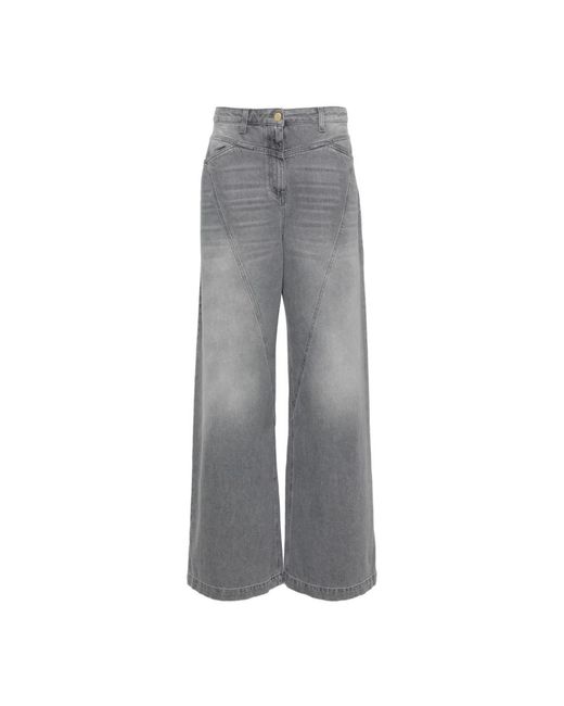 Elisabetta Franchi Gray Stylische wide jeans für frauen
