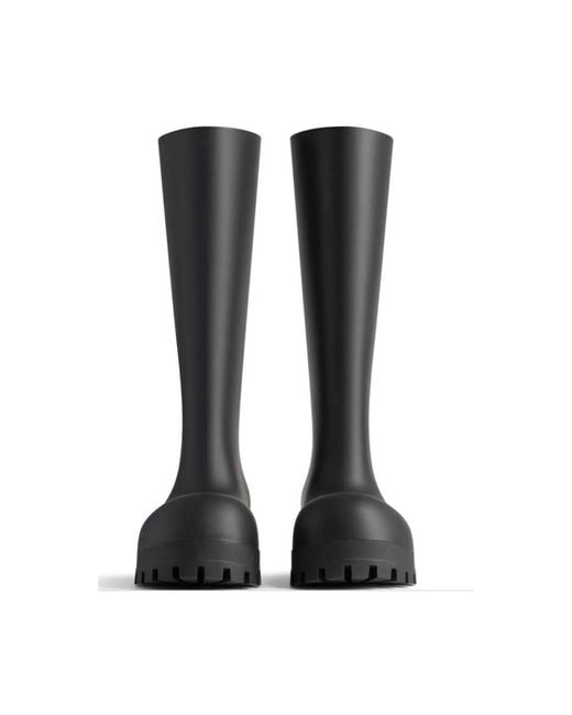 Balenciaga Black Bulldozer Rubber Knee-high Boots