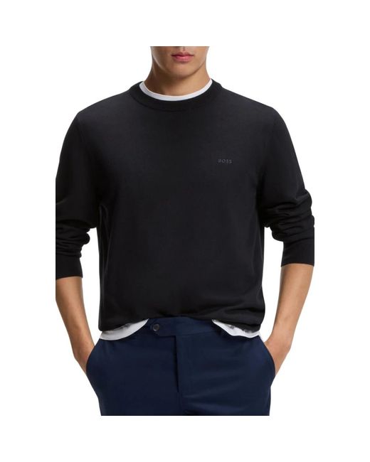Boss Blue Round-Neck Knitwear for men