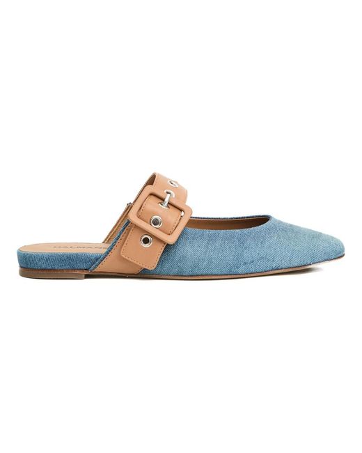 Halmanera Schoenen ,Blauw ,Denim Denim Leren Ballet Flats Blauw in het Blue