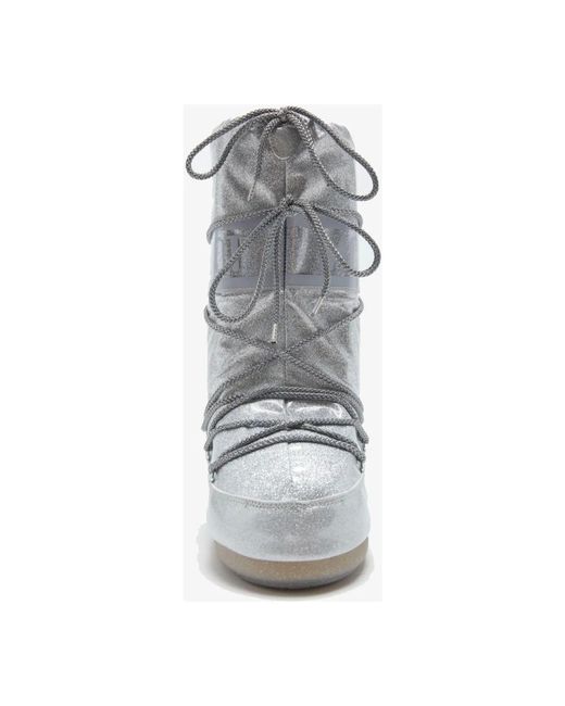Moon Boot Gray Glitter Icon Silberne Schuhe