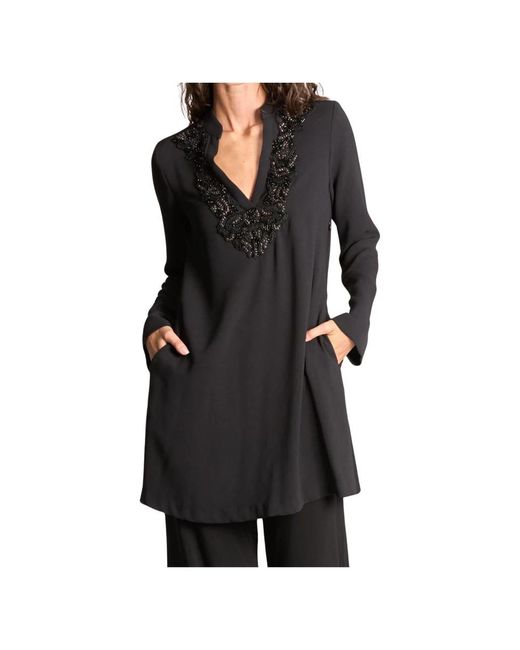Maliparmi Black Elegantes schwarzes kaftan kleid