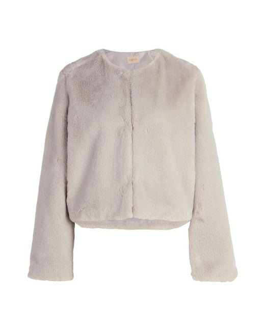 Cartoon Gray Kunstfelljacke Mit Taschen