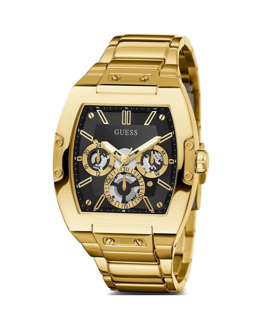 Guess Metallic Gold-tone Stainless Steel Bracelet Watch 43mm for men