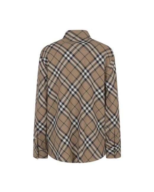 Burberry Gray Kariertes wollmischhemd