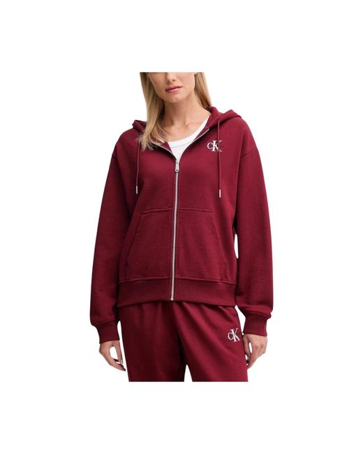 Calvin Klein Hoodies & Sweatvesten ,Rood ,Katoen Franse Terr Hoodie in het Red