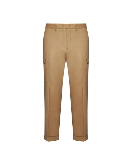 Etro Broeken ,Wol Wollen Broek Cropped Tapered in het Natural voor heren