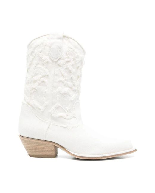 Vic Matié White Weiße Kubanische Stiefel Mit Zuglasche