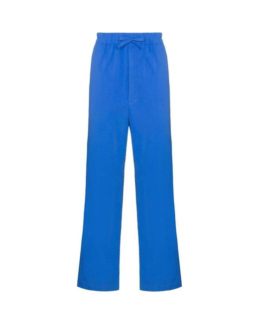 Pantaloni in cotone blu reale con coulisse di Tekla in Blue da Uomo