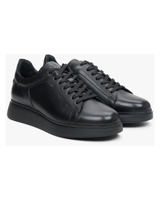 ESTRO Schwarze low-top-sneaker aus echtem leder er00113795 in Black für Herren
