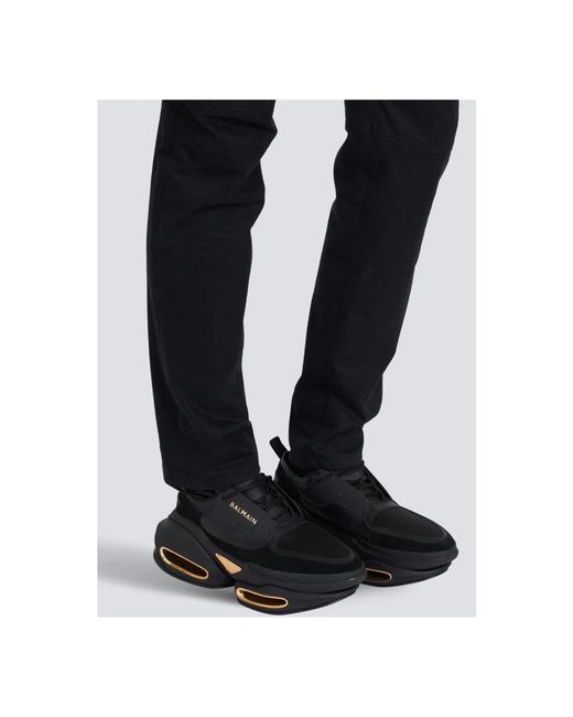 Balmain Sneakers b-bold aus leder und wildleder in Black für Herren