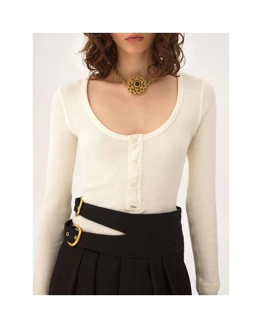Chloé White Round-Neck Knitwear
