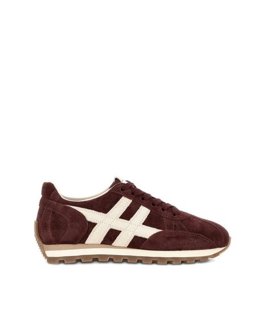 Hogan Schoenen ,Rood ,Leer Bordeaux Sneakers Aw 25 in het Brown