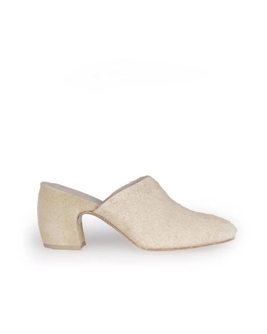 Cortana White Heeled Mules