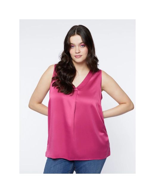 FIORELLA RUBINO Pink Top mit satin-vorderseite und jersey-rückseite