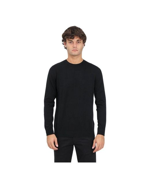SELECTED Schwarzer pullover mit texturierten details in Black für Herren