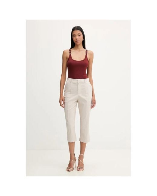 Guess Broeken ,Polyester Chrissy Cropped Broeken in het Natural