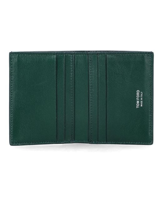 Tom Ford Krokodil-Geprägte Leder Faltkartenbrieftasche in Green für Herren