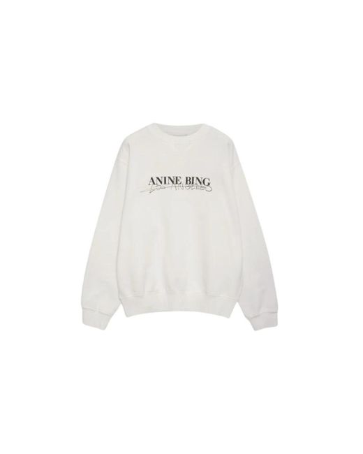 Anine Bing White Oversized doodle ivory sweatshirt