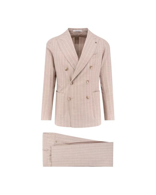 Tagliatore Pink Double Breasted Suits for men