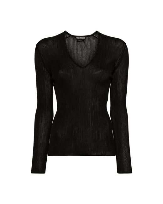 Long Sleeve Tops di Tom Ford in Black