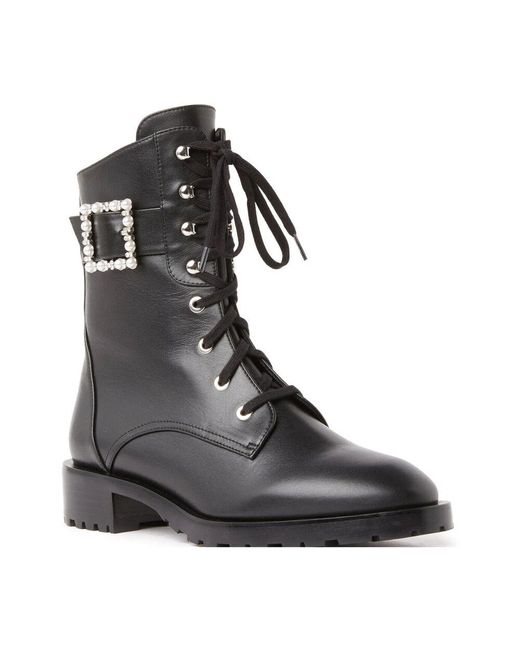 Stuart Weitzman Black Perlenschnallenstiefel
