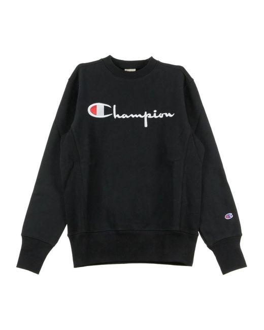 Champion Hoodies & Sweatvesten ,Zwart ,Katoen Crewneck Sweatshirt in het Black voor heren