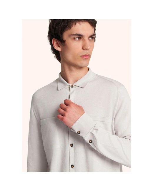 Kiton Baumwoll langarmhemd eisgrau in White für Herren