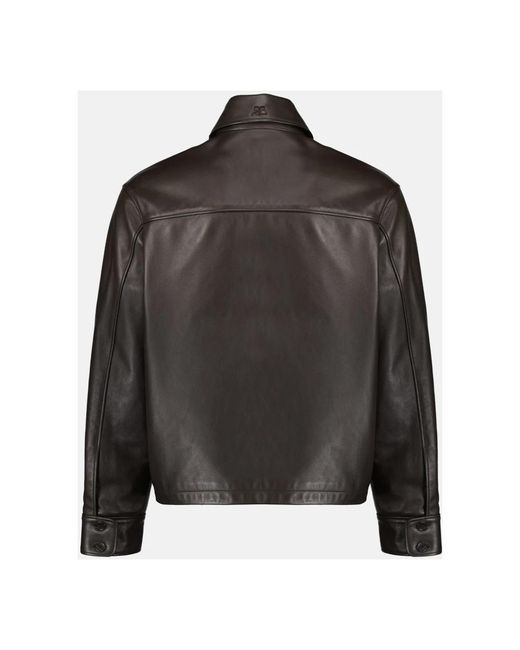 Courreges Black Leather Jackets for men