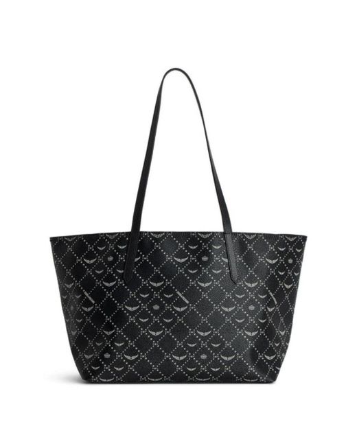 Zadig & Voltaire Black Monogram shopper tasche in schwarz